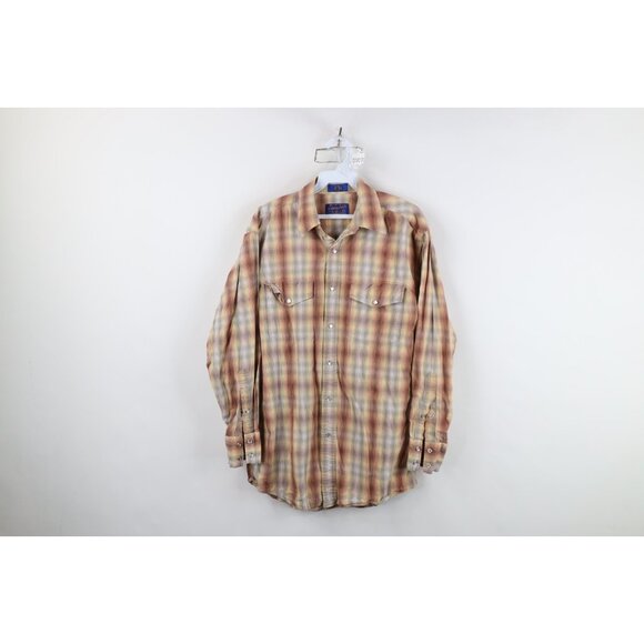 Vtg 90s Pendleton Mens Small Distressed Western Rodeo Pearl Snap Button Shirt - Picture 1 of 10